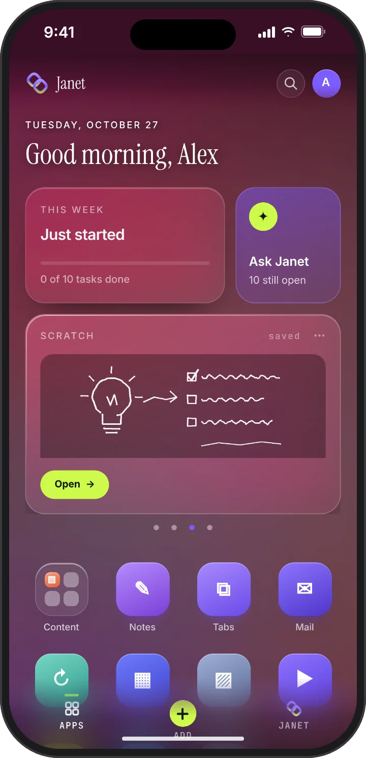 Janet: explore the app