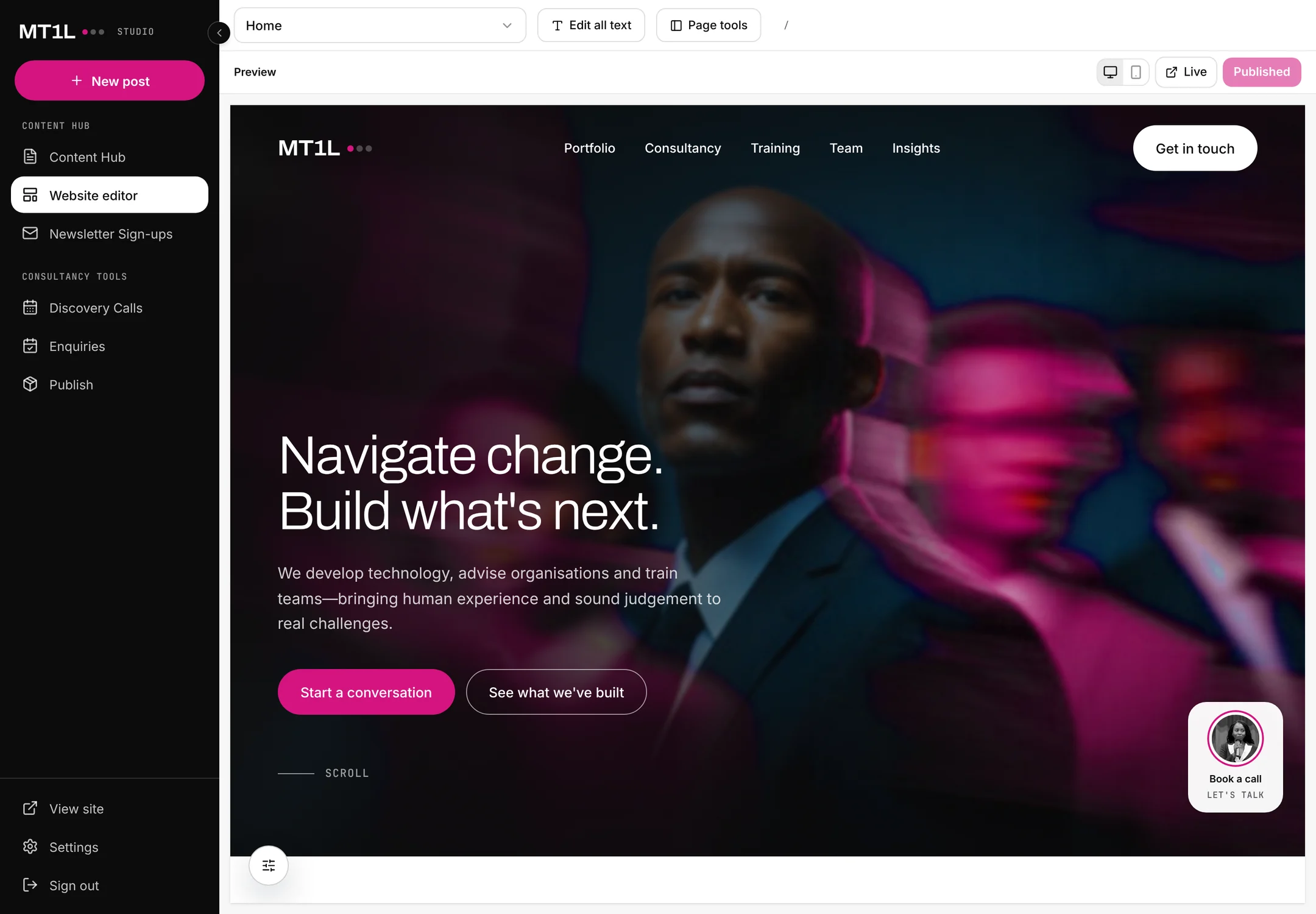 Connected Studio: explore the website editor